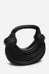 Blossom Curved Black Metallic Shoulder Bag