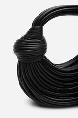 Blossom Curved Black Metallic Shoulder Bag