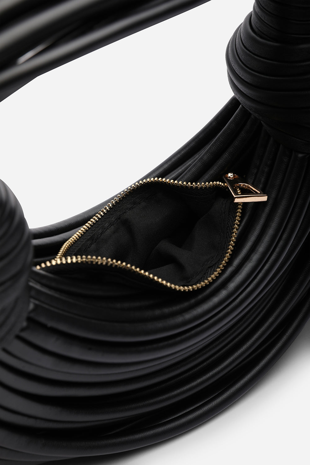 Blossom Curved Black Metallic Shoulder Bag