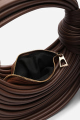 Blossom Curved Dark Brown Metallic Shoulder Bag