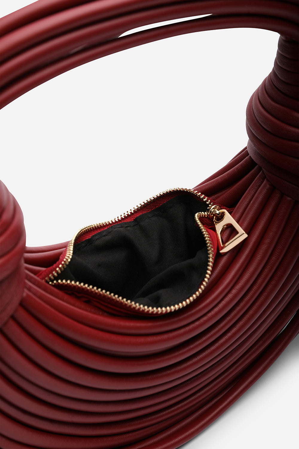 Blossom Curved Maroon Metallic Shoulder Bag