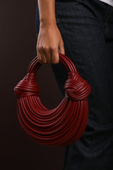 Blossom Curved Maroon Metallic Shoulder Bag