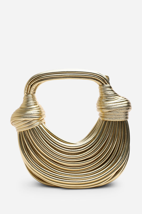 Blossom Curved Gold Metallic Shoulder Bag