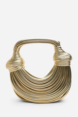 Blossom Curved Gold Metallic Shoulder Bag