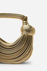Blossom Curved Gold Metallic Shoulder Bag