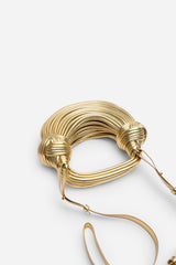 Blossom Curved Gold Metallic Shoulder Bag