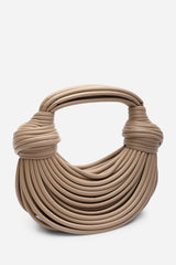 Blossom Curved Beige Metallic Shoulder Bag