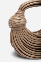 Blossom Curved Beige Metallic Shoulder Bag