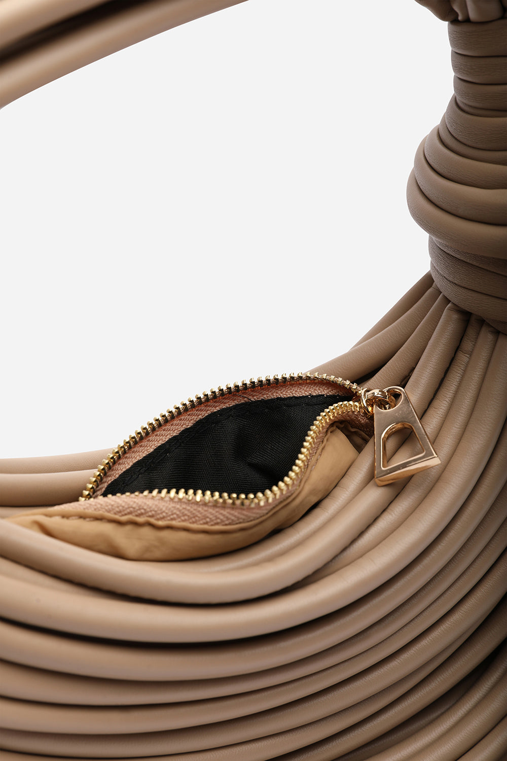 Blossom Curved Beige Metallic Shoulder Bag