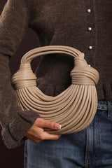 Blossom Curved Beige Metallic Shoulder Bag