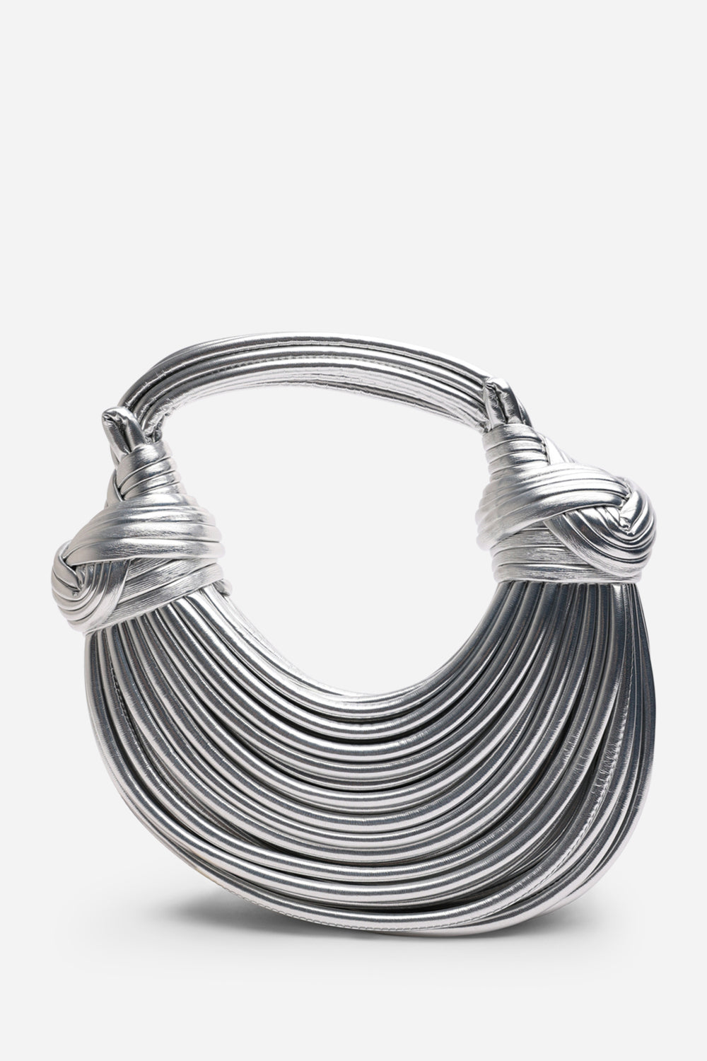 Blossom Curved Silver Metallic Shoulder Bag