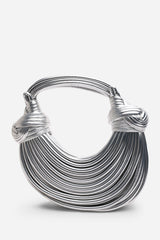 Blossom Curved Silver Metallic Shoulder Bag