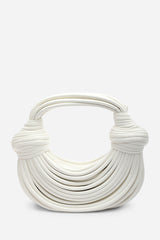Blossom Curved White Metallic Shoulder Bag