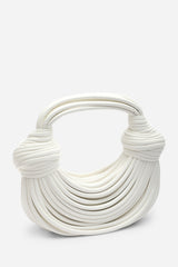 Blossom Curved White Metallic Shoulder Bag