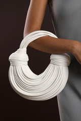 Blossom Curved White Metallic Shoulder Bag