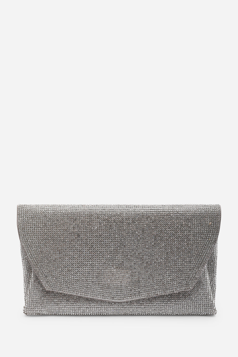 Latte Silver Shimmering Textured Envelope Crossbody Bag with Chain
