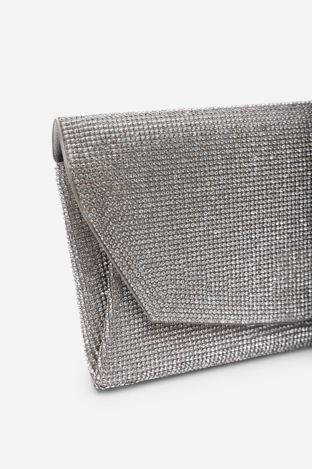 Latte Silver Shimmering Textured Envelope Crossbody Bag with Chain