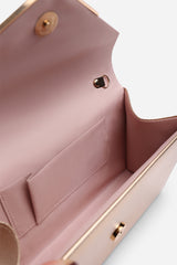Linen Gold Metallic Faux Leather Clutch Bag