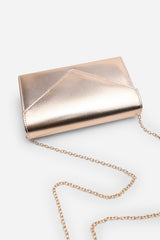 Linen Gold Metallic Faux Leather Clutch Bag