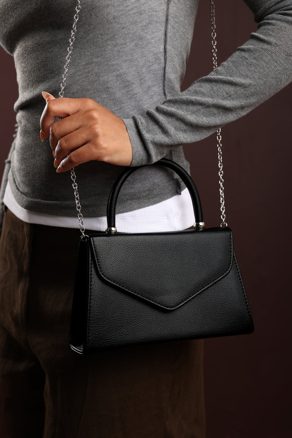 Marina Structured Top Handle Shoulder Bag In Black
