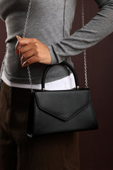 Marina Structured Top Handle Shoulder Bag In Black