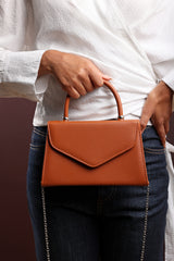 Marina Structured Top Handle Shoulder Bag In Dark Brown