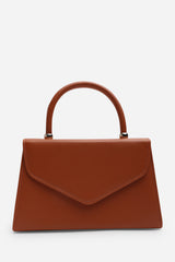 Marina Structured Top Handle Shoulder Bag In Dark Brown