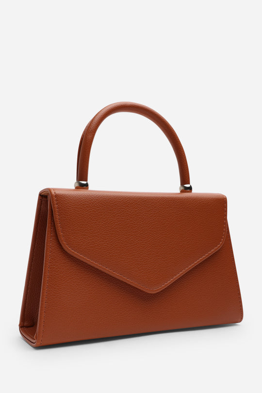 Marina Structured Top Handle Shoulder Bag In Dark Brown