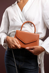 Marina Structured Top Handle Shoulder Bag In Dark Brown
