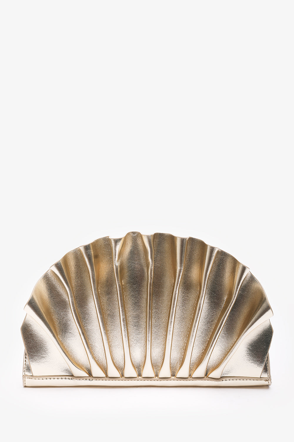 Mist Gold Metallic Shell Clutch Bag