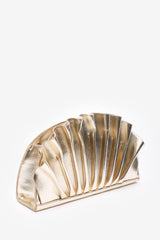 Mist Gold Metallic Shell Clutch Bag