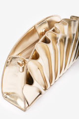 Mist Gold Metallic Shell Clutch Bag