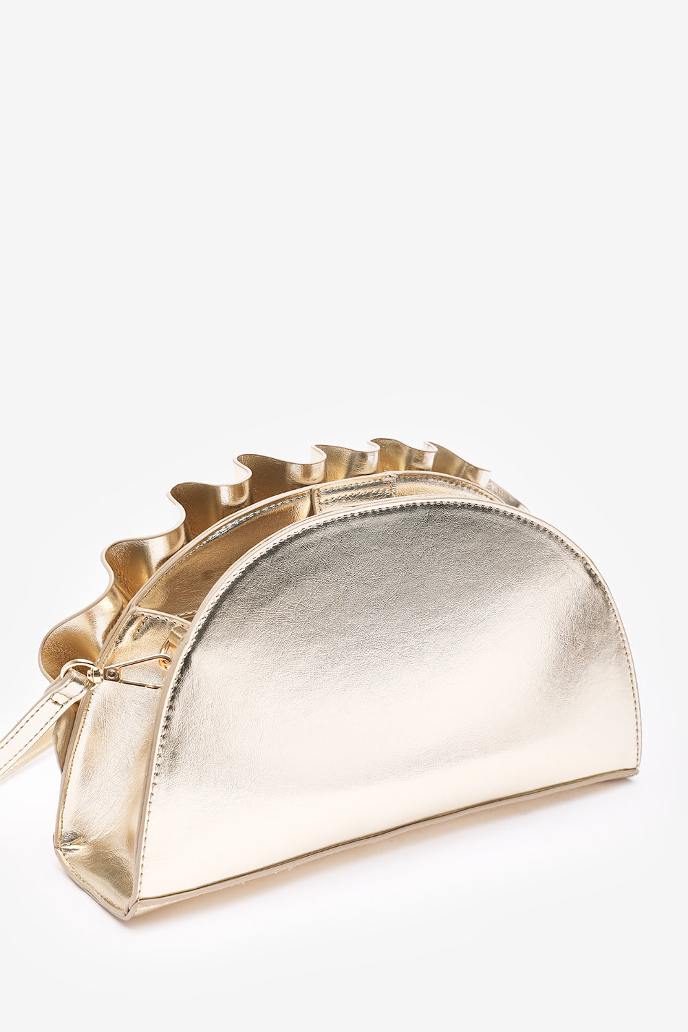 Mist Gold Metallic Shell Clutch Bag