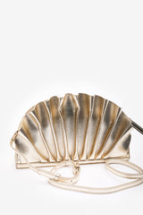 Mist Gold Metallic Shell Clutch Bag