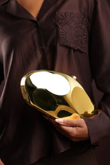 Nude Sculpted Evening Clutch Bag in Gold