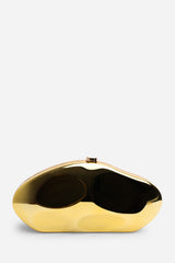 Nude Sculpted Evening Clutch Bag in Gold