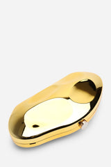 Nude Sculpted Evening Clutch Bag in Gold