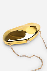 Nude Sculpted Evening Clutch Bag in Gold