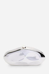 Nude Sculpted Evening Clutch Bag in Silver