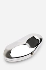 Nude Sculpted Evening Clutch Bag in Silver