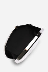 Nude Sculpted Evening Clutch Bag in Silver