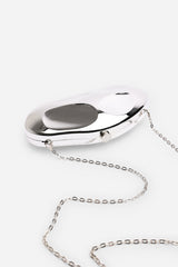 Nude Sculpted Evening Clutch Bag in Silver