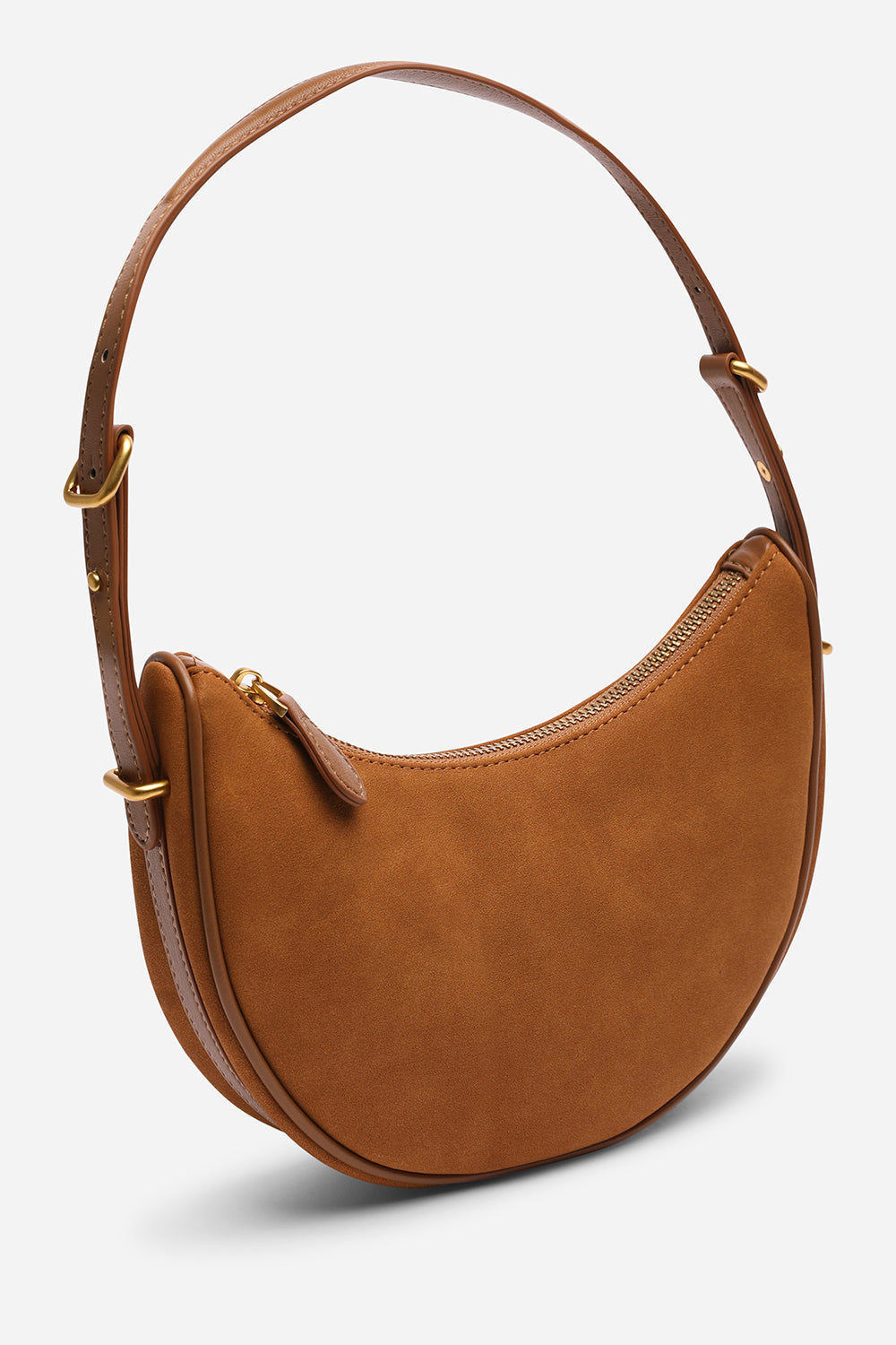 Pebble Modern Half Moon Shoulder Bag In Cognac