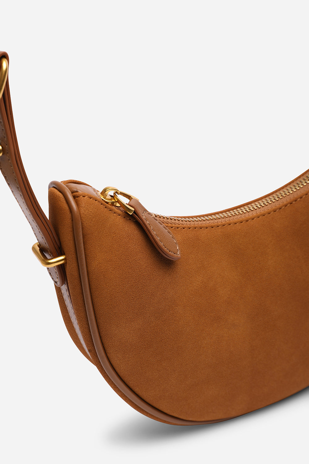 Pebble Modern Half Moon Shoulder Bag In Cognac