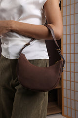 Pebble Modern Half Moon Shoulder Bag In Dark Brown