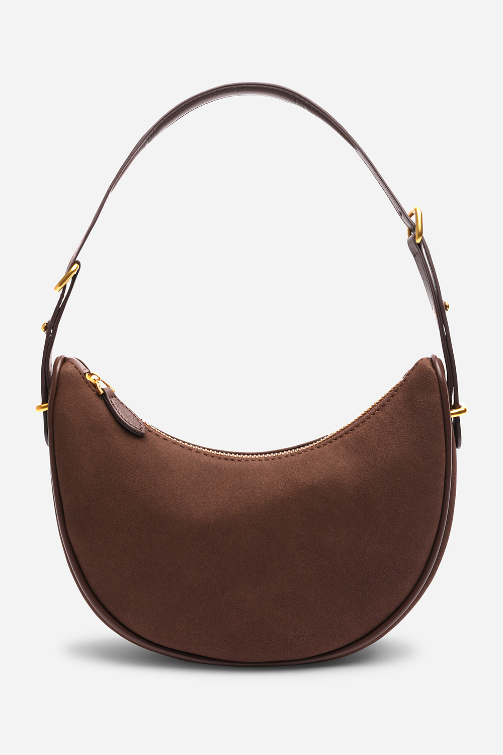 Pebble Modern Half Moon Shoulder Bag In Dark Brown
