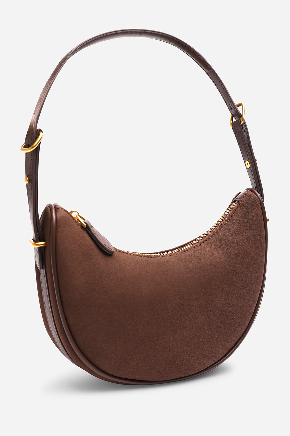 Pebble Modern Half Moon Shoulder Bag In Dark Brown