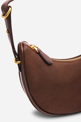 Pebble Modern Half Moon Shoulder Bag In Dark Brown