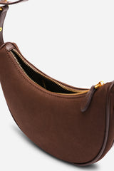 Pebble Modern Half Moon Shoulder Bag In Dark Brown