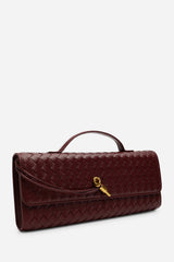 Petal Envelope Style Woven Clutch Bag In Burgundy